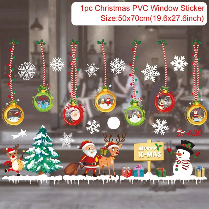 Christmas Window Stickers Christmas Wall Sticker Kids Room Wall Decals Merry Christmas Decorations for Home New Year Stickers