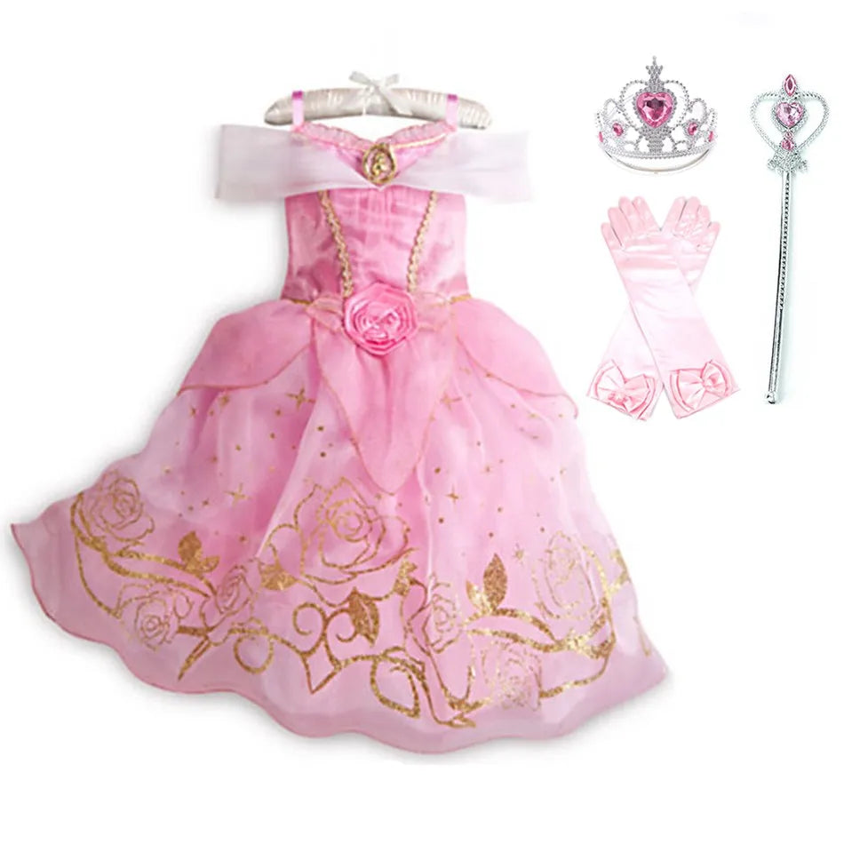 Children Princess Costume Party Fancy Flower Vestido New 2024 Christmas Birthday Carnival Dress up Rapunzel Belle Disguise Frock