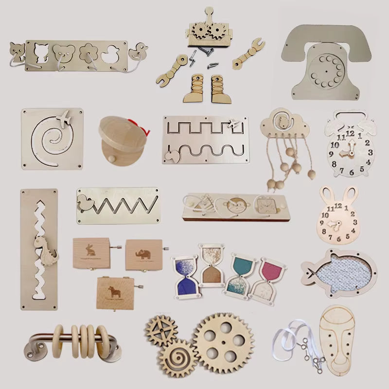 Montessori Busy Board Accessories Children Toys Training Life Skill Baby Busyboard Zipper Lock Games Sensory Toys for Babies