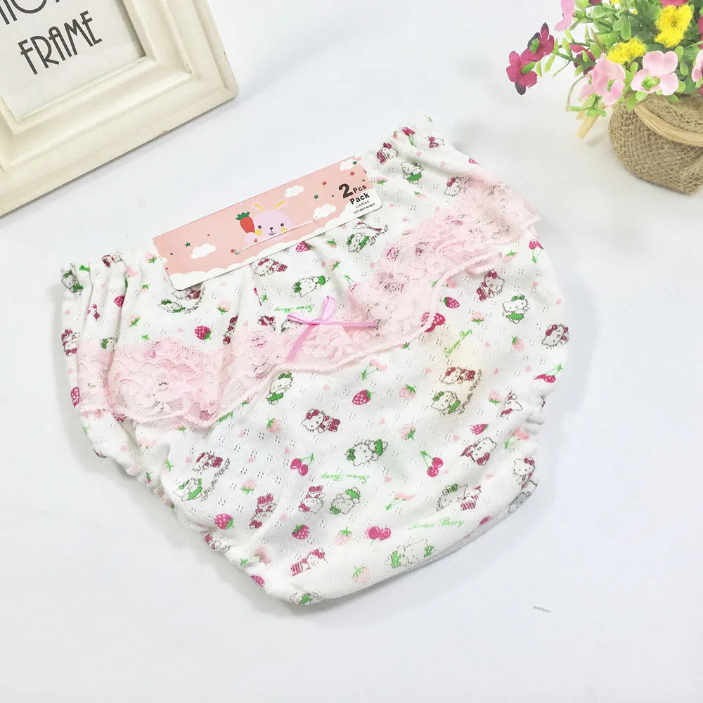 2 Pcs/Set Baby Underwear Cotton Ruffled Bow Girl Panties Newborn Baby Girl Shorts Underwear 0-2 Years