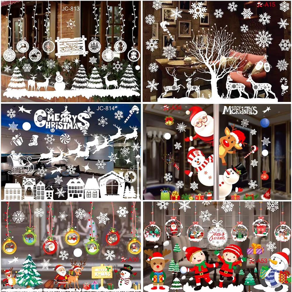 Christmas Window Stickers Christmas Wall Sticker Kids Room Wall Decals Merry Christmas Decorations for Home New Year Stickers