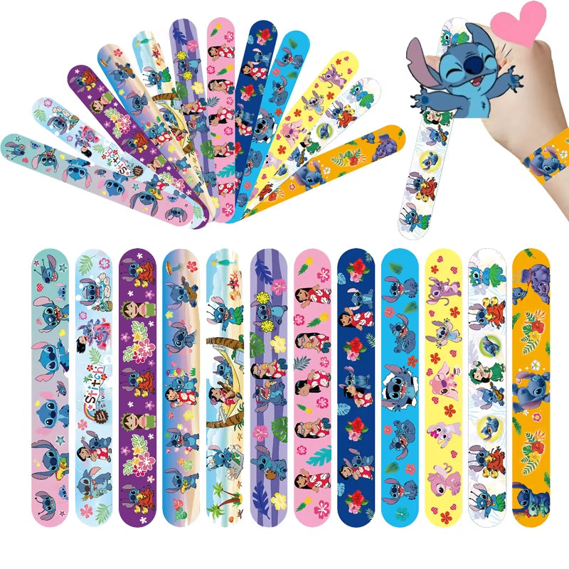 12PCS Lilo&Stitch Toys Stitch Wristbands a Aariety of Anime Doll Characters Children Pat Circle Educational Birthday Gifts