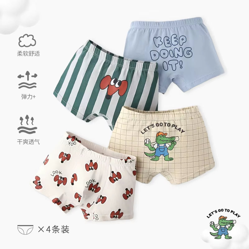 Kids Boys Underwear Spring Newest Baby Underpants Children 4Pcs Cotton Briefs Boys Boxer Shorts Baby Underwear