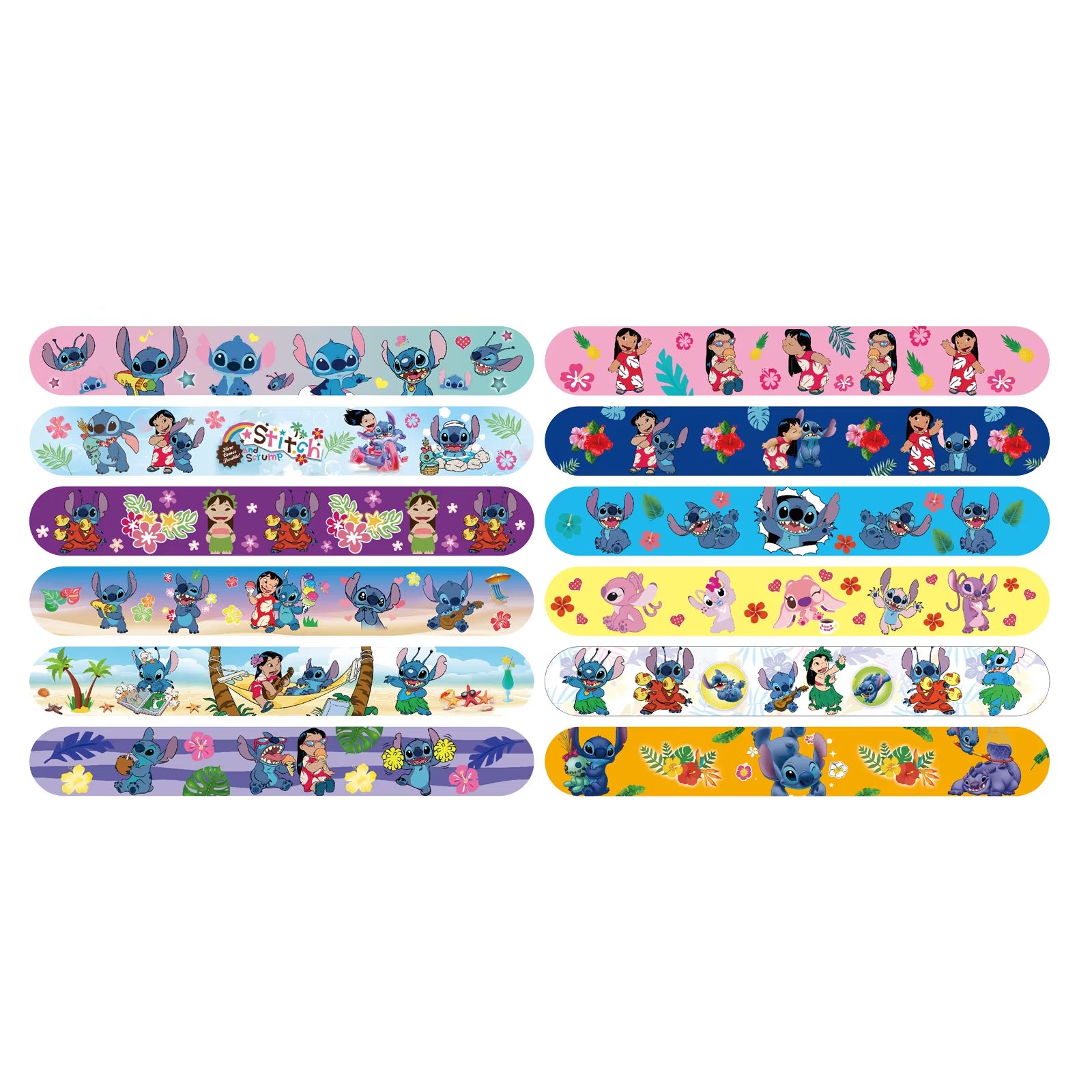 12PCS Lilo&Stitch Toys Stitch Wristbands a Aariety of Anime Doll Characters Children Pat Circle Educational Birthday Gifts