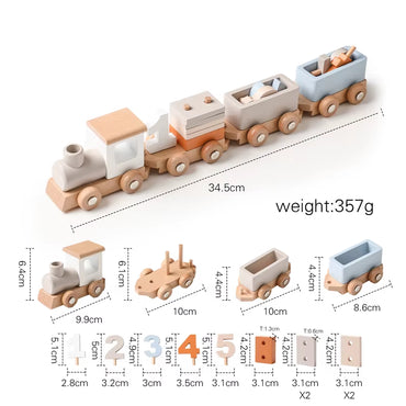 Montessori Toys Wooden Train Birthday Toy Baby Educational Toys Wooden Trolley Baby Learning Toys Number of Wood Baby Toys Gifts