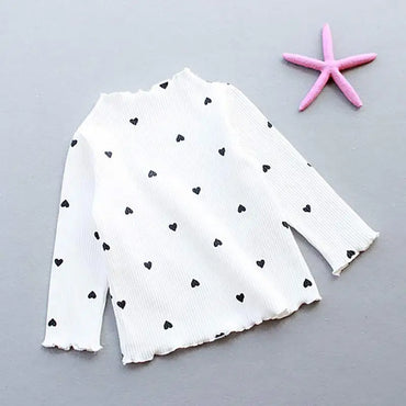 Girls Lovely Heart Print Sweaters 2023 New Autumn Kids Baby Cute Pattern Clothing Fashion Clothes Casual Outfits
