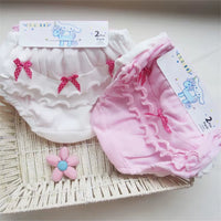 2 Pcs/Set Baby Underwear Cotton Ruffled Bow Girl Panties Newborn Baby Girl Shorts Underwear 0-2 Years