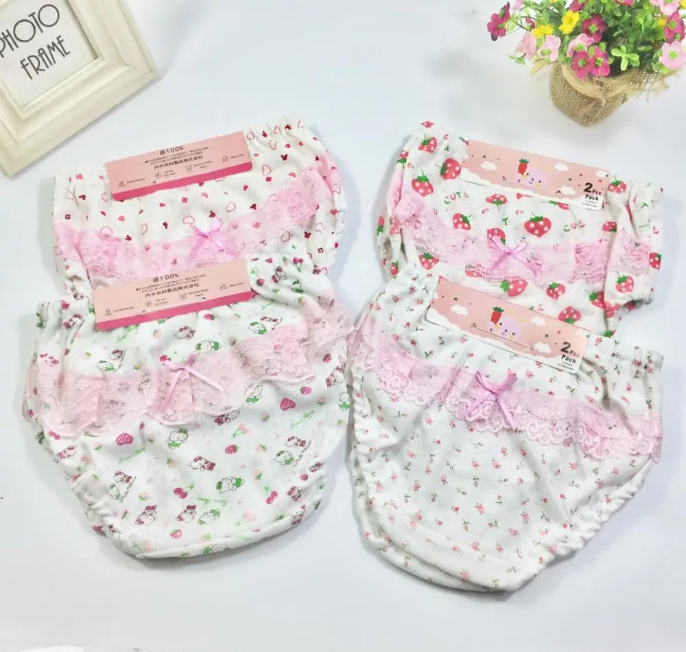 2 Pcs/Set Baby Underwear Cotton Ruffled Bow Girl Panties Newborn Baby Girl Shorts Underwear 0-2 Years