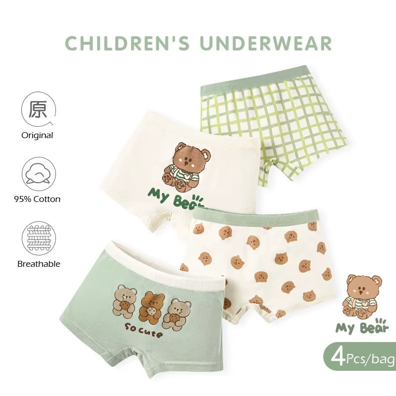 Kids Boys Underwear Spring Newest Baby Underpants Children 4Pcs Cotton Briefs Boys Boxer Shorts Baby Underwear