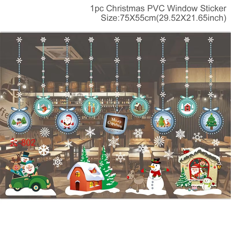 Christmas Window Stickers Christmas Wall Sticker Kids Room Wall Decals Merry Christmas Decorations for Home New Year Stickers