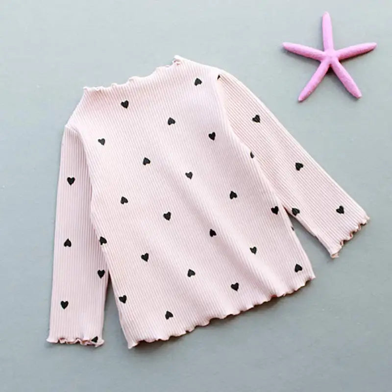 Girls Lovely Heart Print Sweaters 2023 New Autumn Kids Baby Cute Pattern Clothing Fashion Clothes Casual Outfits