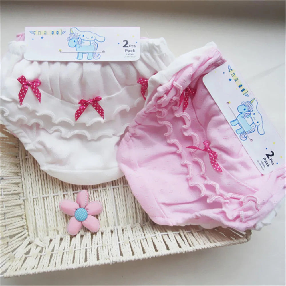 2 Pcs/Set Baby Underwear Cotton Ruffled Bow Girl Panties Newborn Baby Girl Shorts Underwear 0-2 Years