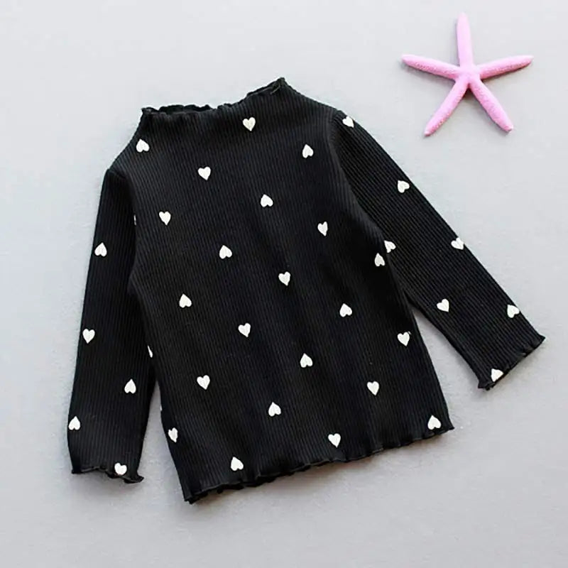 Girls Lovely Heart Print Sweaters 2023 New Autumn Kids Baby Cute Pattern Clothing Fashion Clothes Casual Outfits