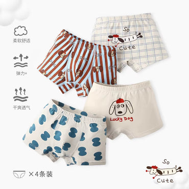 Childrens Underwear de 4Pcs, ropa interior de algodón para niños con diseño de perro y colores divertidos.