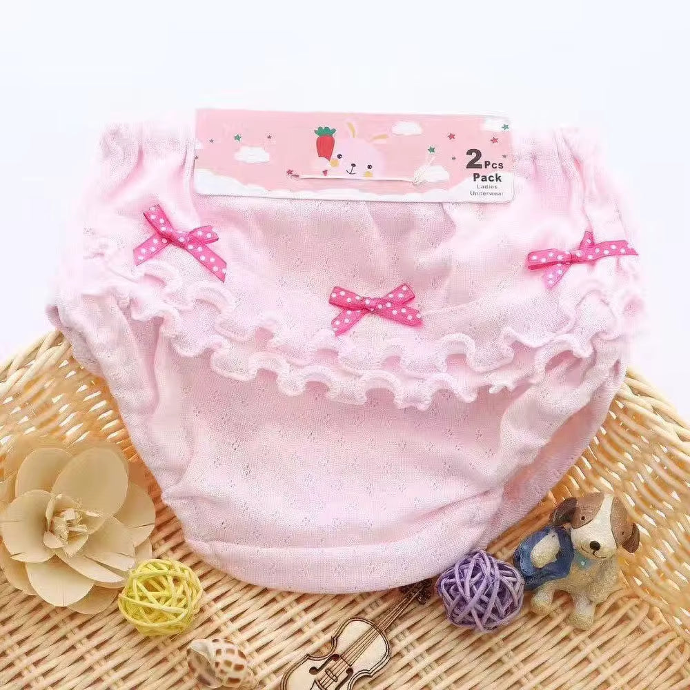 2 Pcs/Set Baby Underwear Cotton Ruffled Bow Girl Panties Newborn Baby Girl Shorts Underwear 0-2 Years