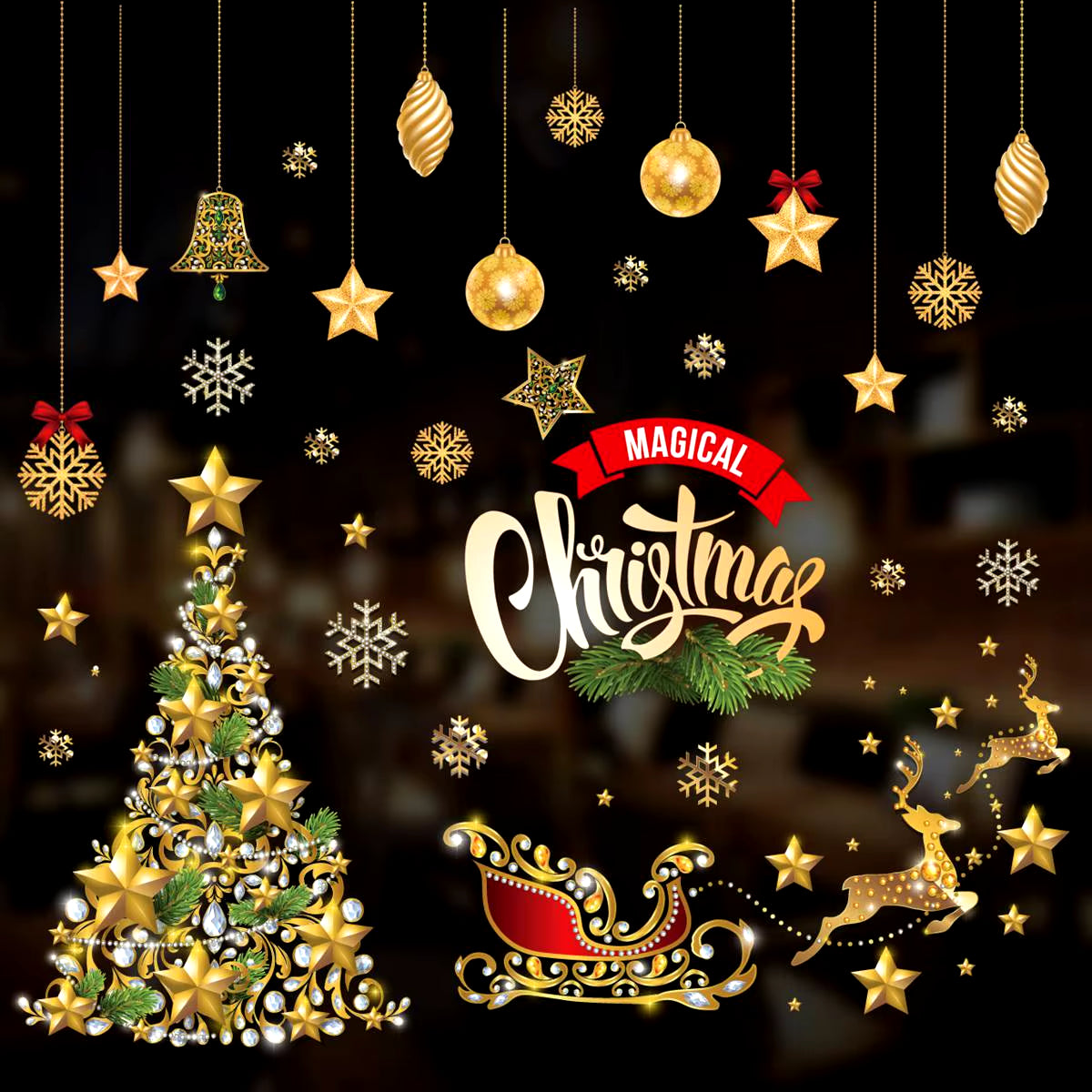 Christmas Window Stickers Christmas Wall Sticker Kids Room Wall Decals Merry Christmas Decorations for Home New Year Stickers