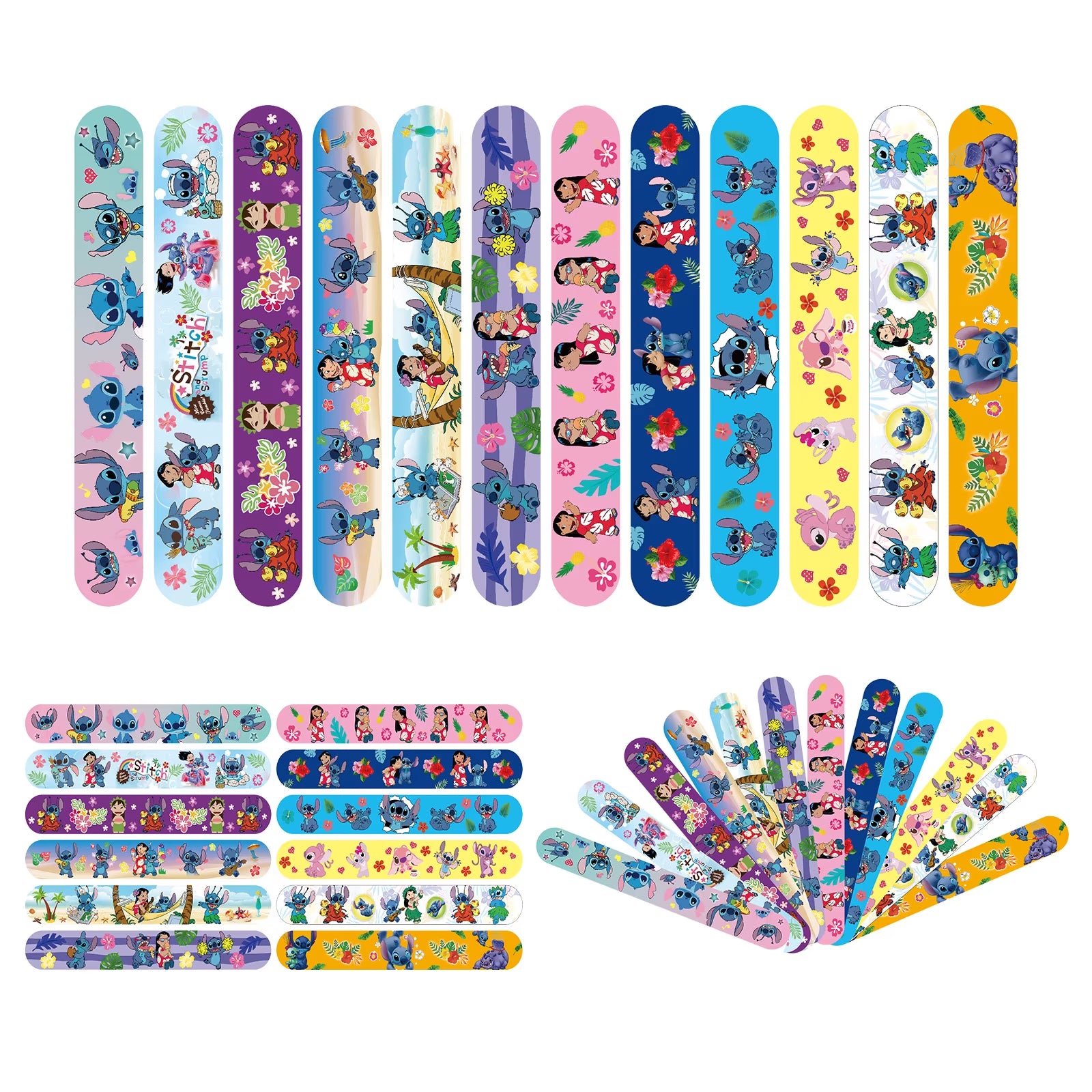 12PCS Lilo&Stitch Toys Stitch Wristbands a Aariety of Anime Doll Characters Children Pat Circle Educational Birthday Gifts