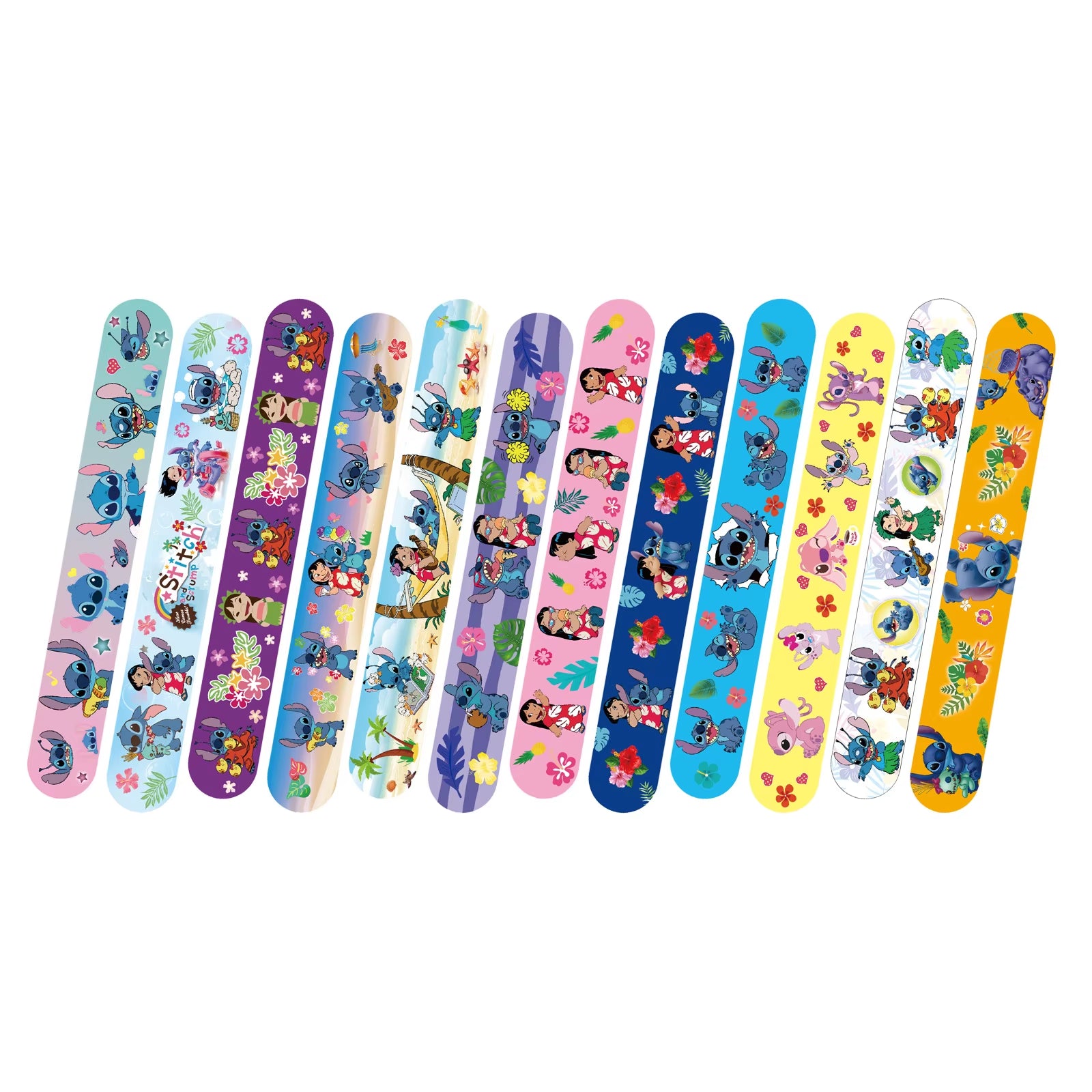 12PCS Lilo&Stitch Toys Stitch Wristbands a Aariety of Anime Doll Characters Children Pat Circle Educational Birthday Gifts